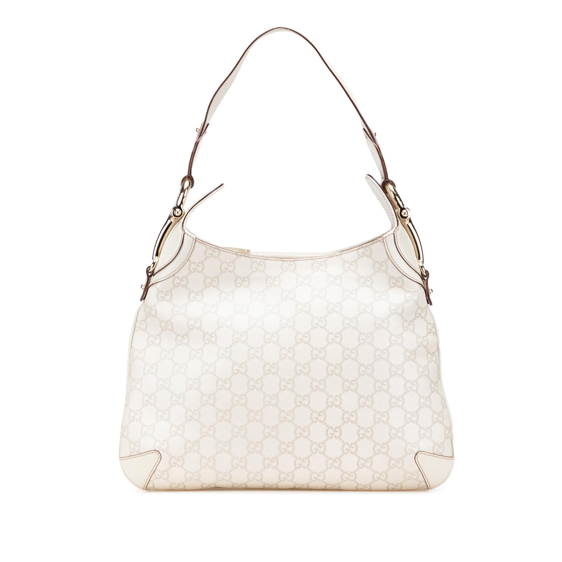 Gucci Guccissima Horsebit Creole Calf White Shoulder Bag