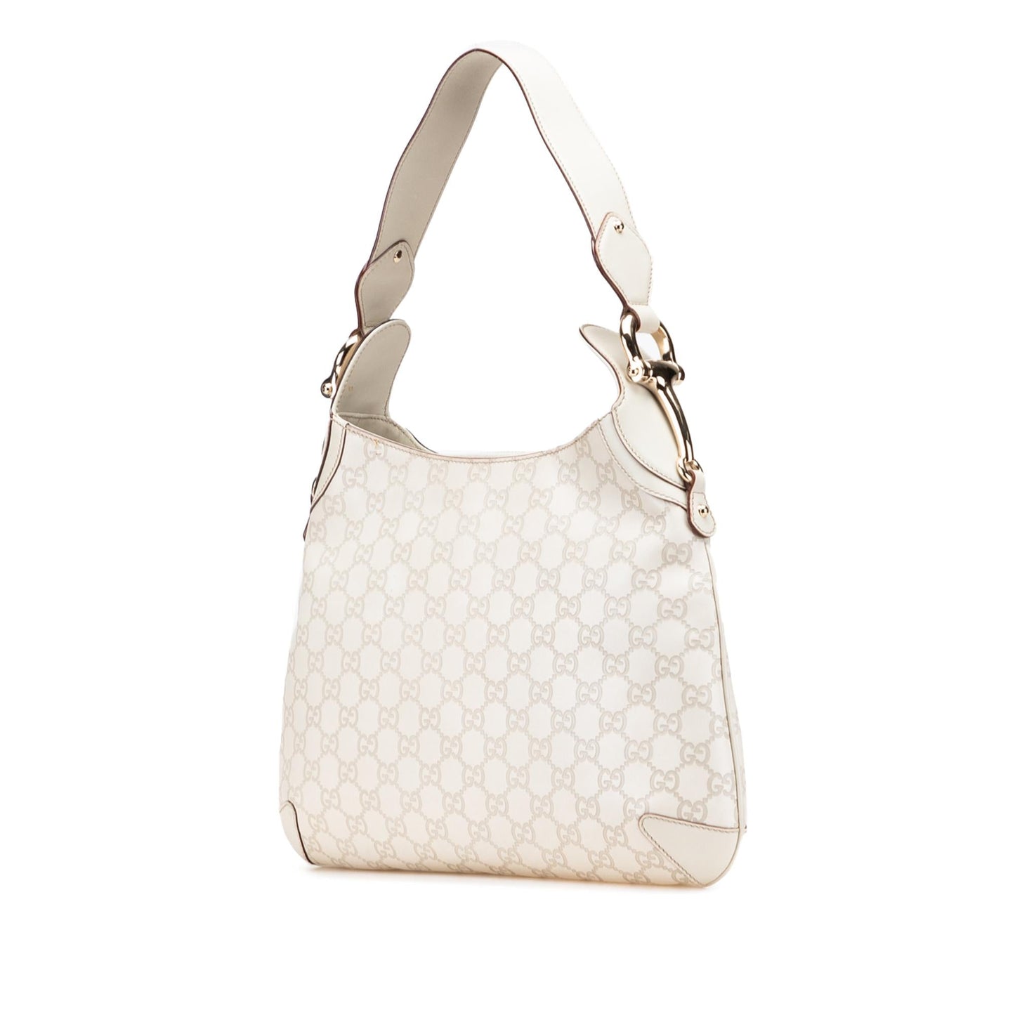 Gucci Guccissima Horsebit Creole Calf White Shoulder Bag Hobo 1