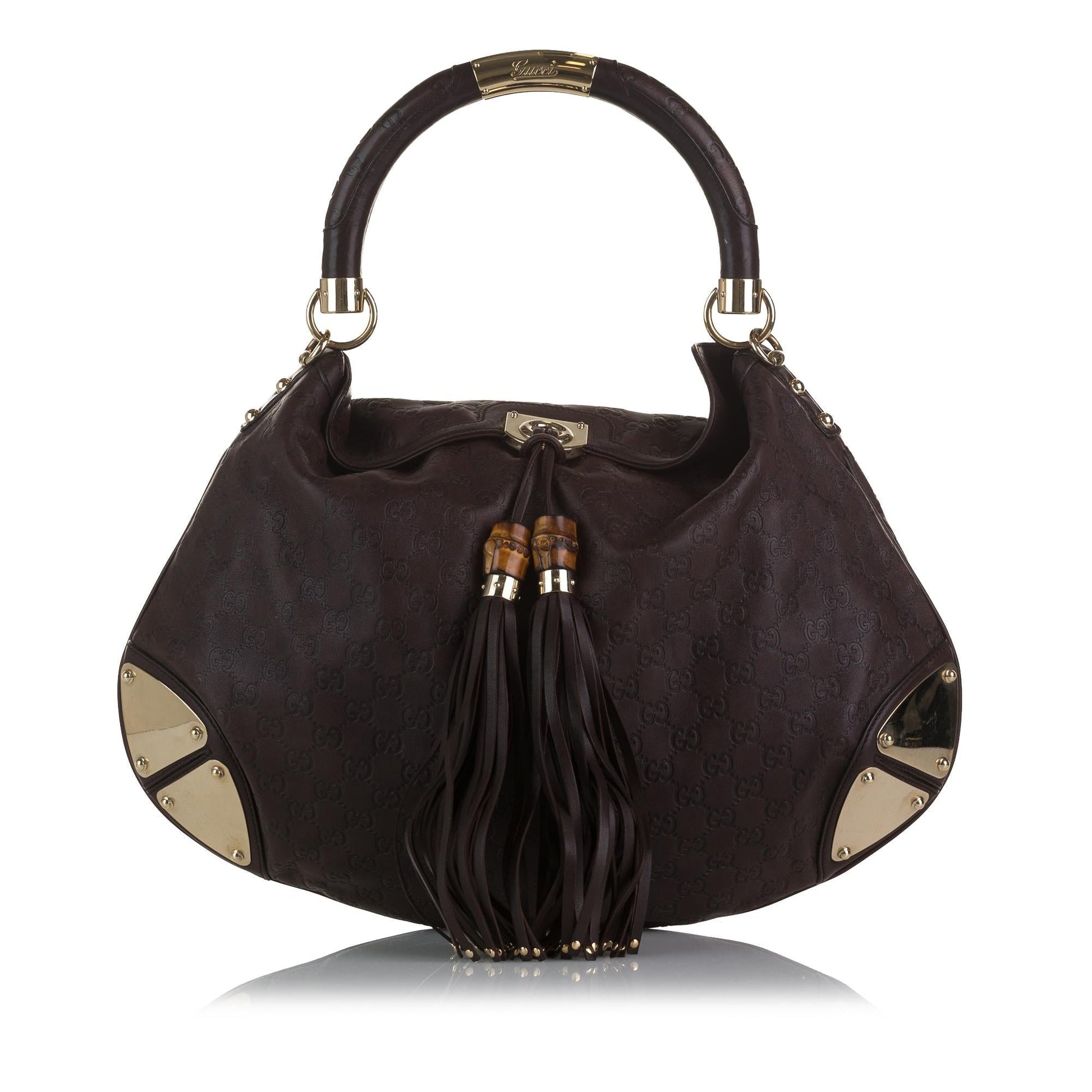 Gucci Guccissima Indy Babouska SHG-owcDru Calf Brown Satchel Bag