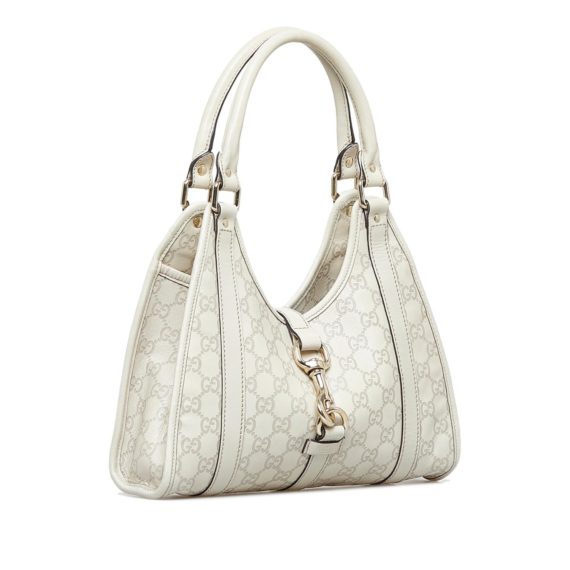 Gucci Guccissima Jackie Bardot SHG-Zl88aP Calf White Satchel Bag
