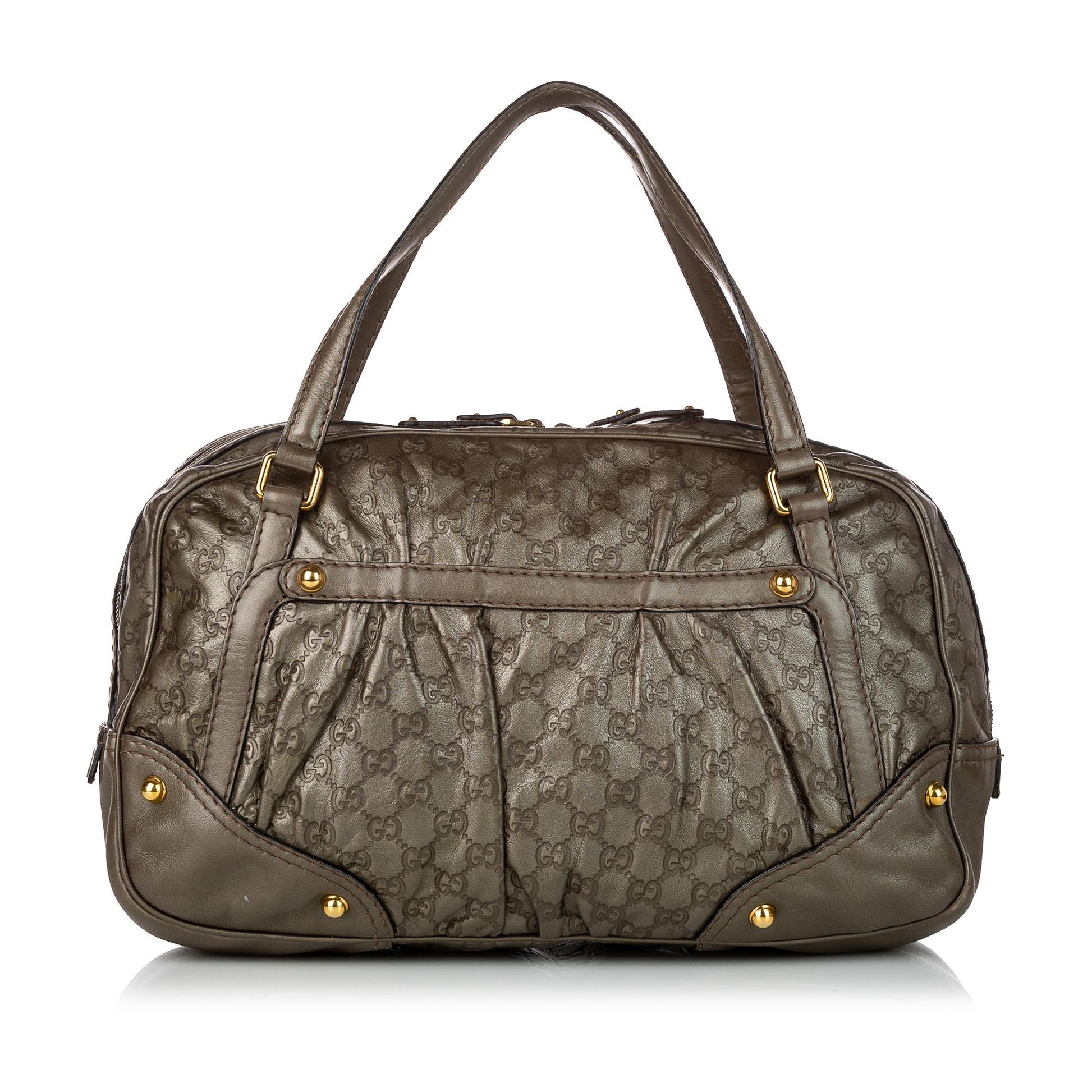 Gucci Guccissima Jockey Boston SHG Calf Brown Satchel Bag