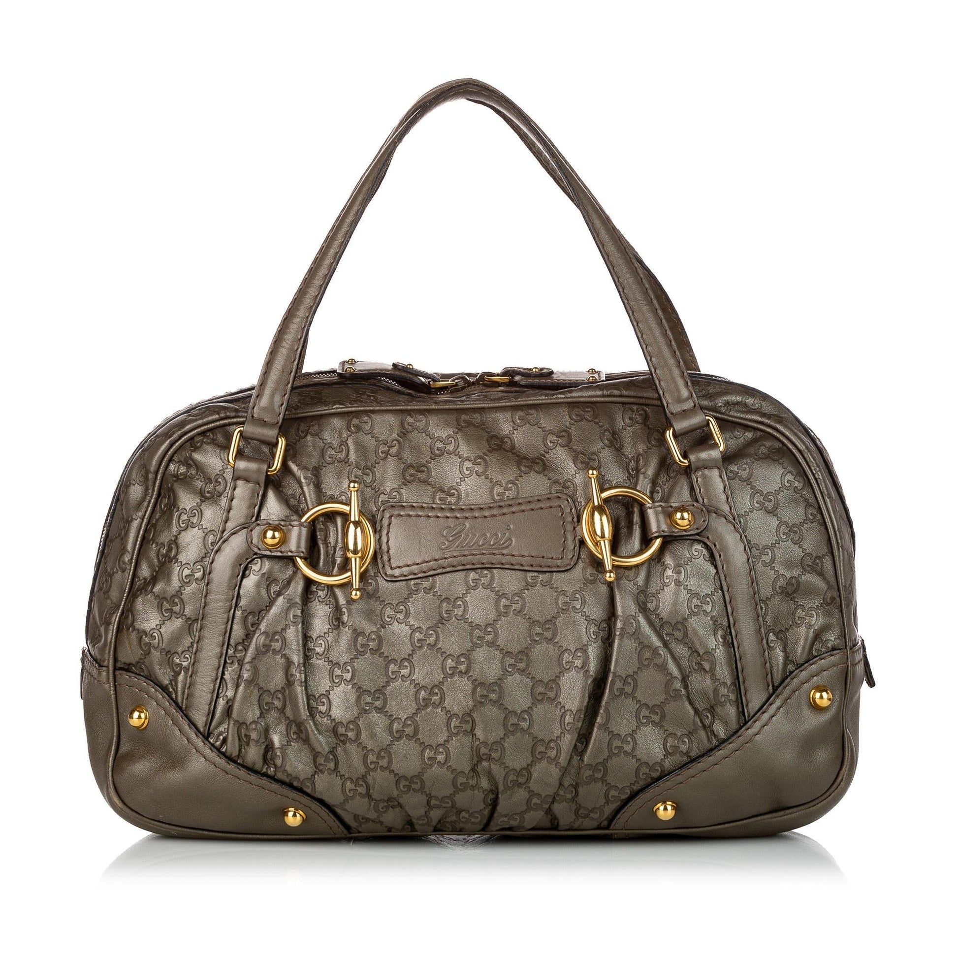 Gucci Guccissima Jockey Boston SHG-rJe3jo Calf Brown Satchel Bag