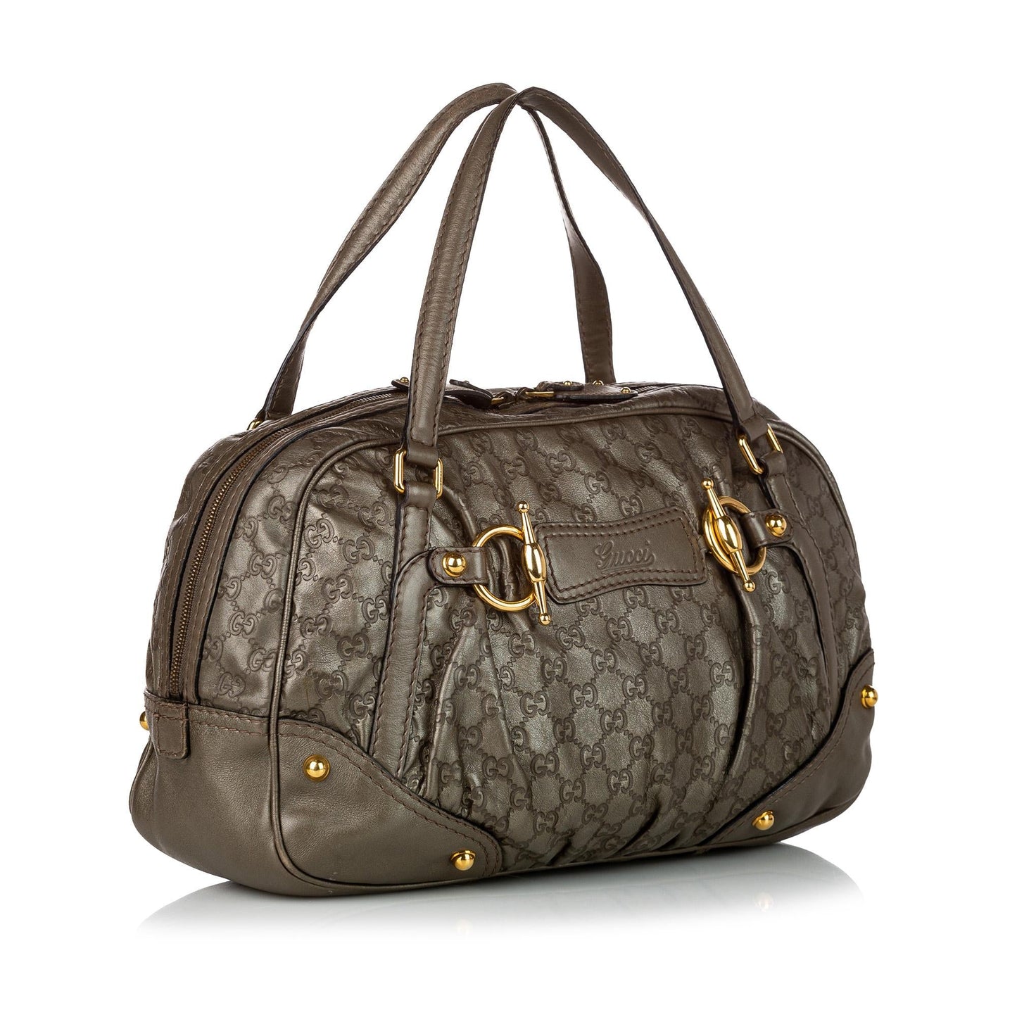 Gucci Guccissima Jockey Boston SHG-rJe3jo Calf Brown Satchel Bag
