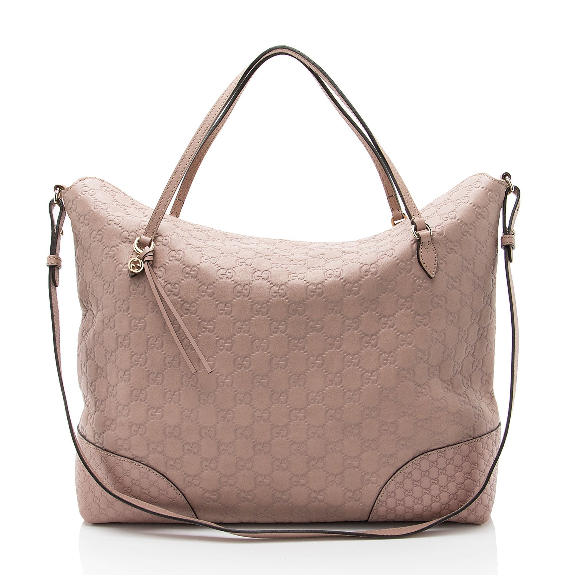 Gucci Guccissima Bree Fold Over Leather Pink Medium Tote Bag