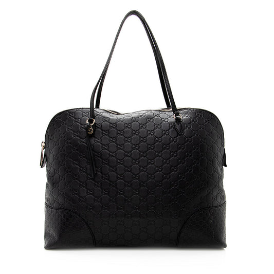Gucci Guccissima Bree SHF Leather Black Medium Tote Bag