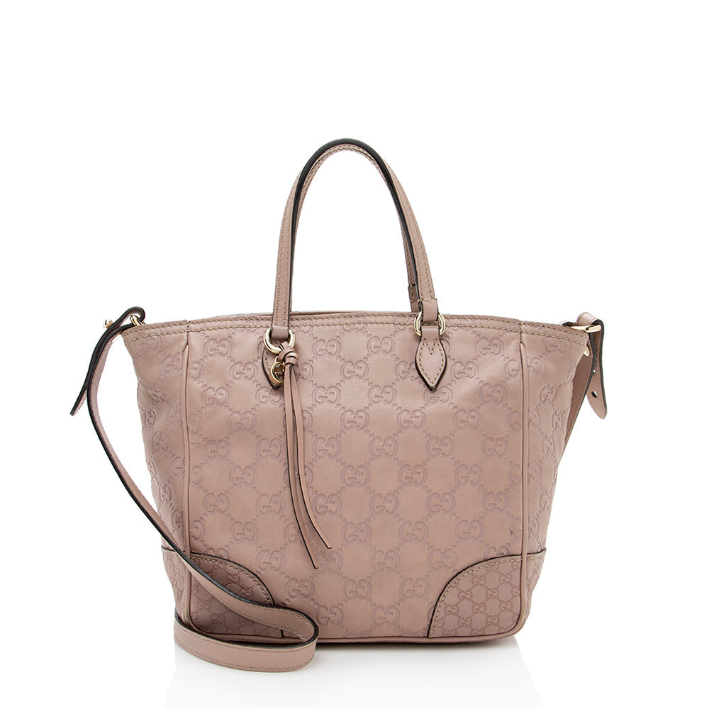 Gucci Guccissima Bree SHF Leather Canvas Pink Mini Tote Bag