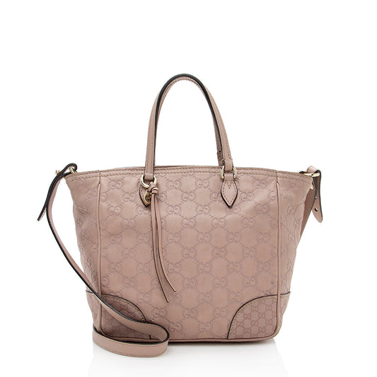 Gucci Guccissima Bree SHF Leather Canvas Pink Mini Tote Bag
