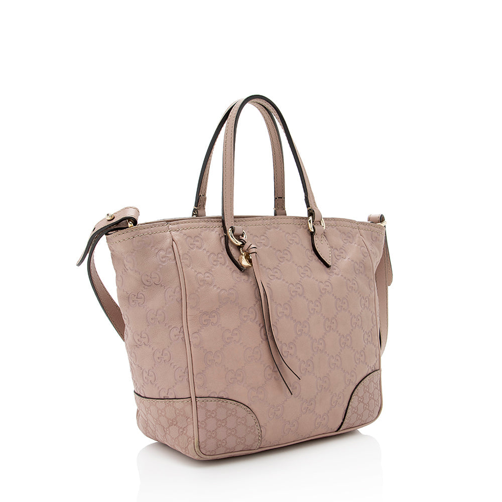 Gucci Guccissima Bree SHF Leather Canvas Pink Mini Tote Bag