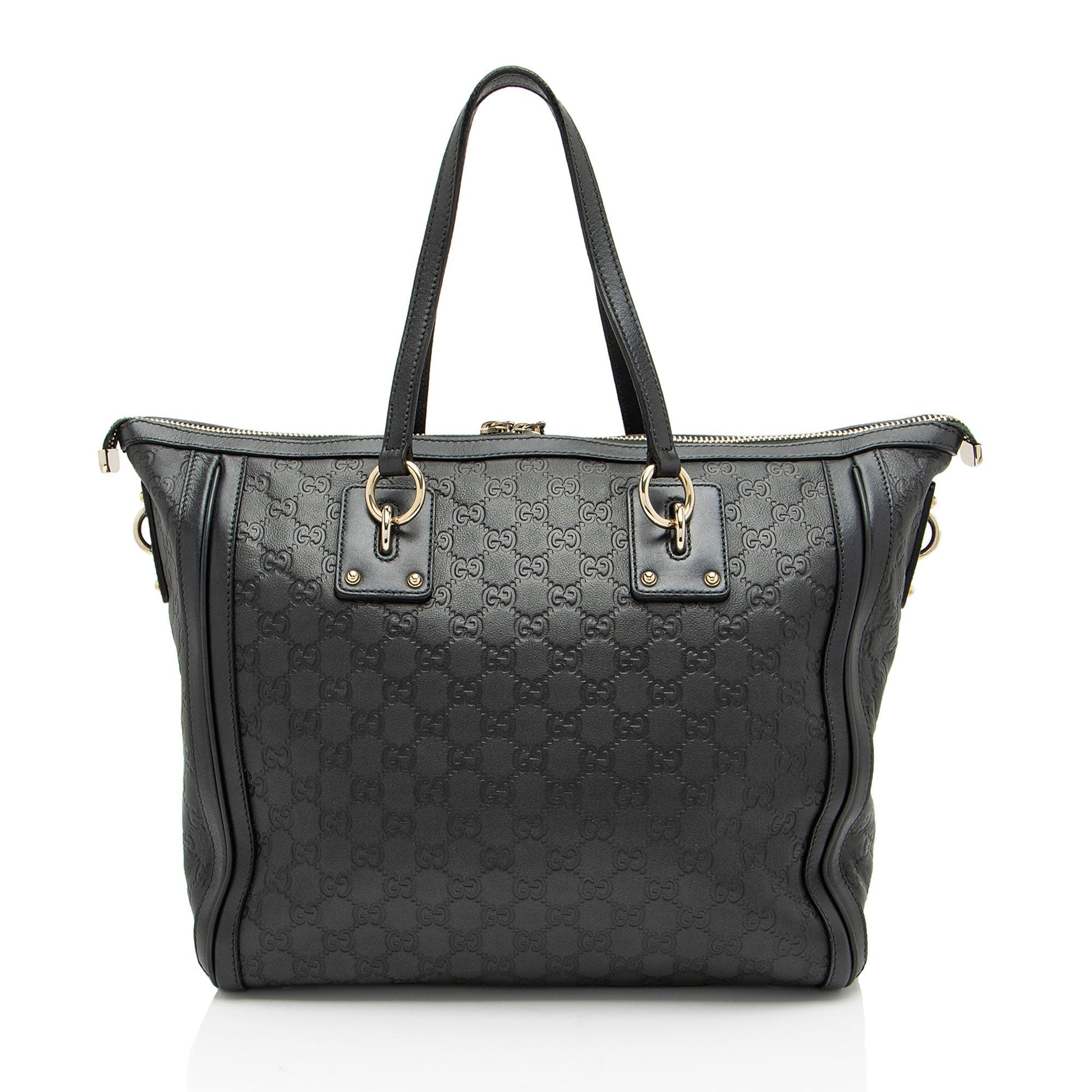 Gucci Guccissima Charm SHF-pSuRcq Leather Black Medium Tote Bag
