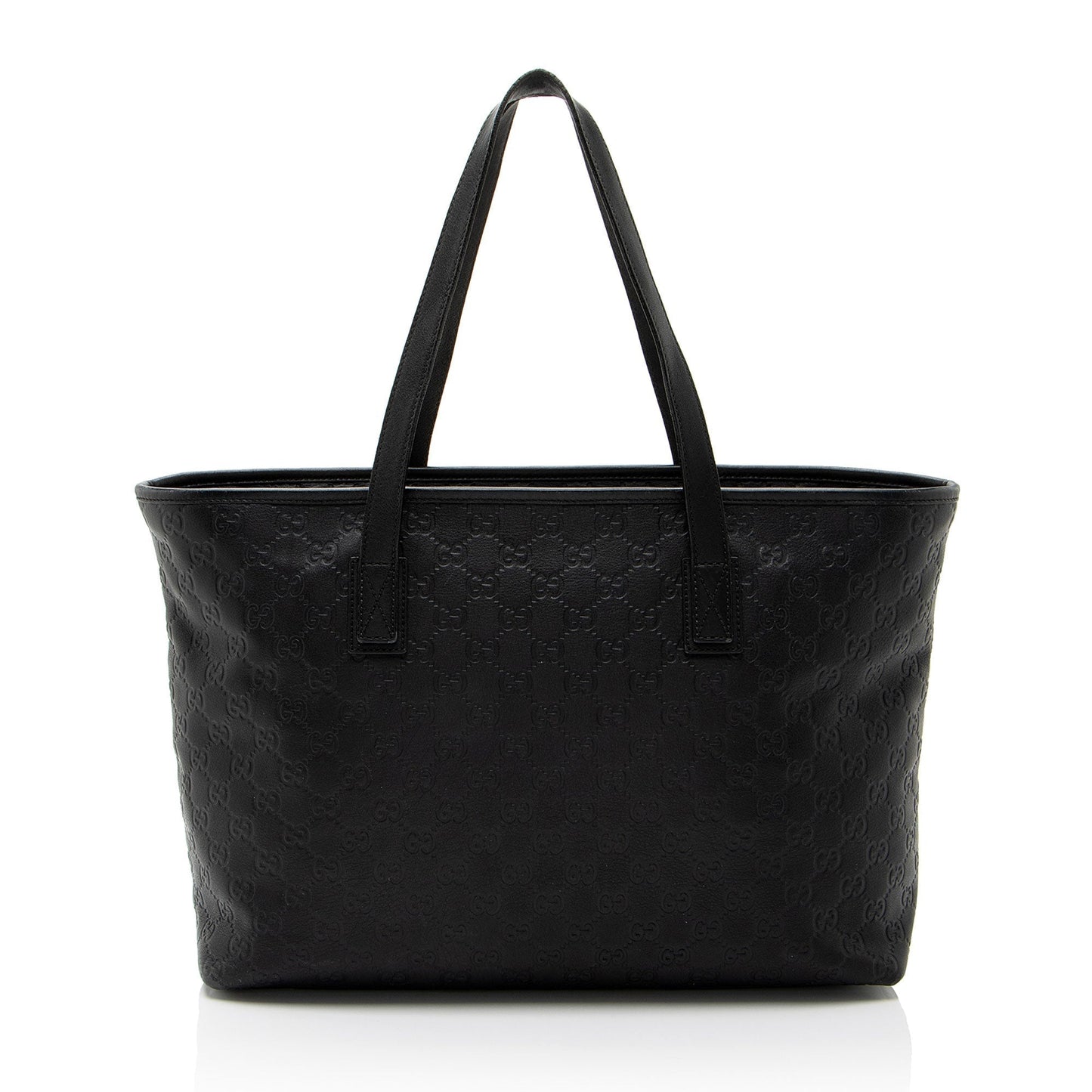 Gucci Guccissima Classic Zip SHF-CnrScb Leather Black Medium Tote Bag