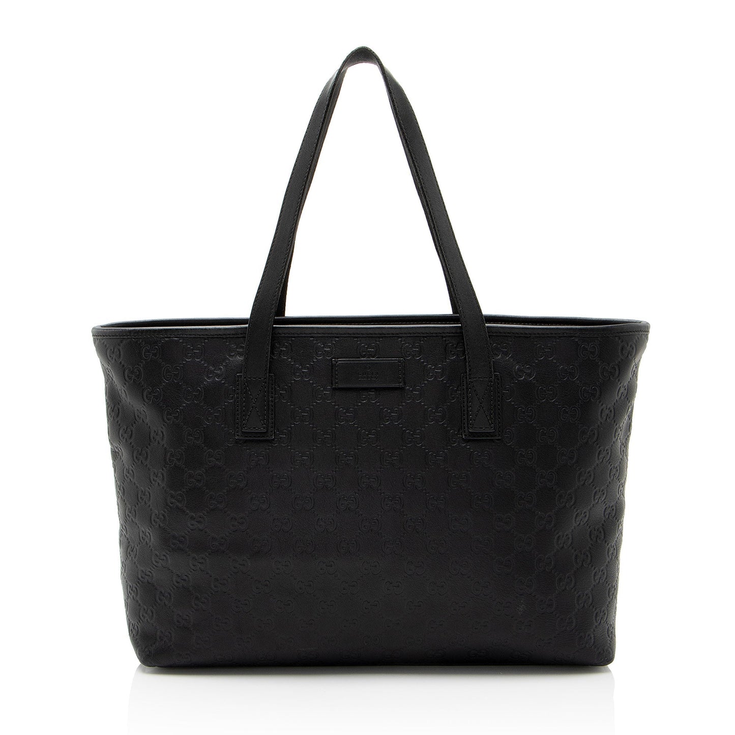 Gucci Guccissima Classic Zip SHF-CnrScb Leather Black Medium Tote Bag