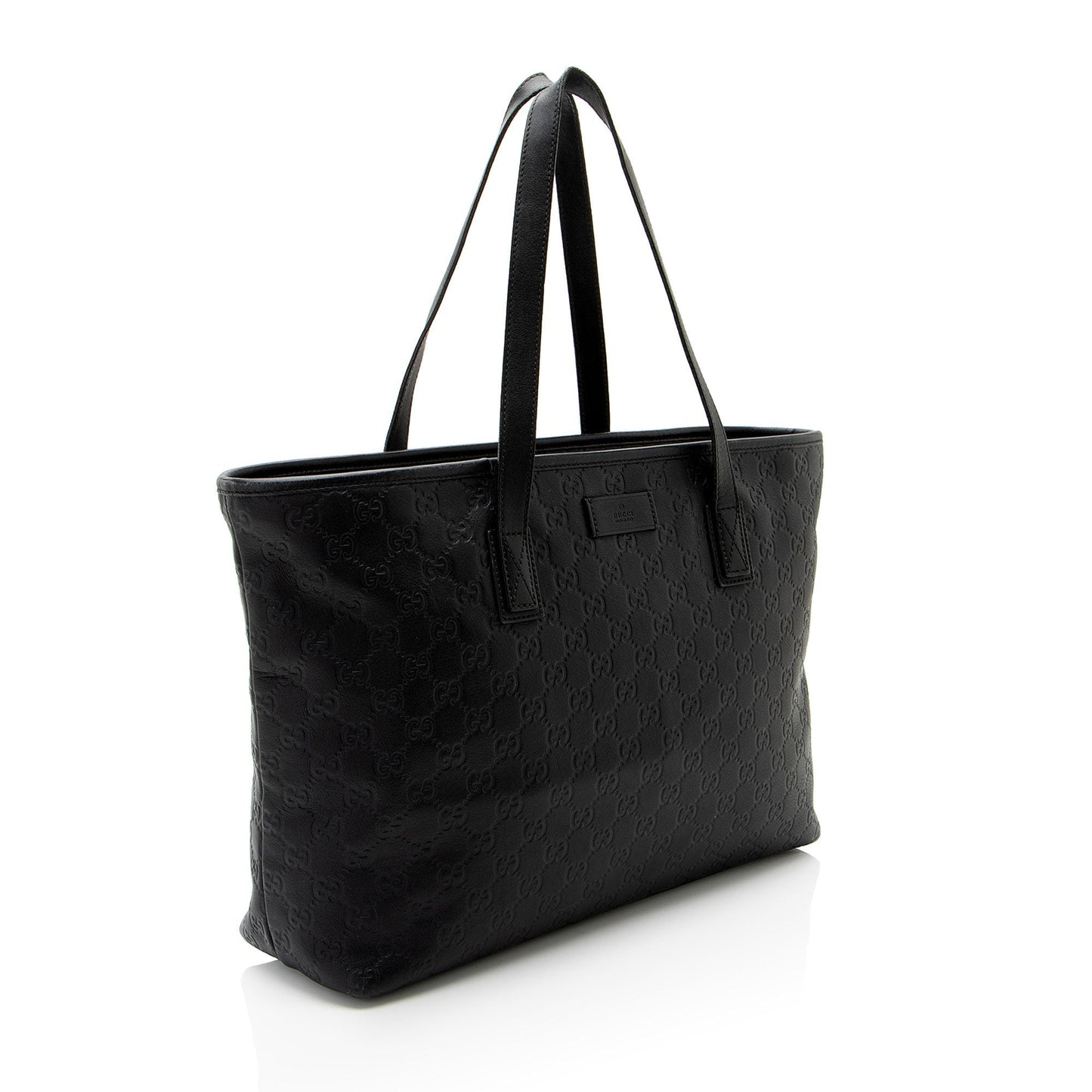 Gucci Guccissima Classic Zip SHF-CnrScb Leather Black Medium Tote Bag