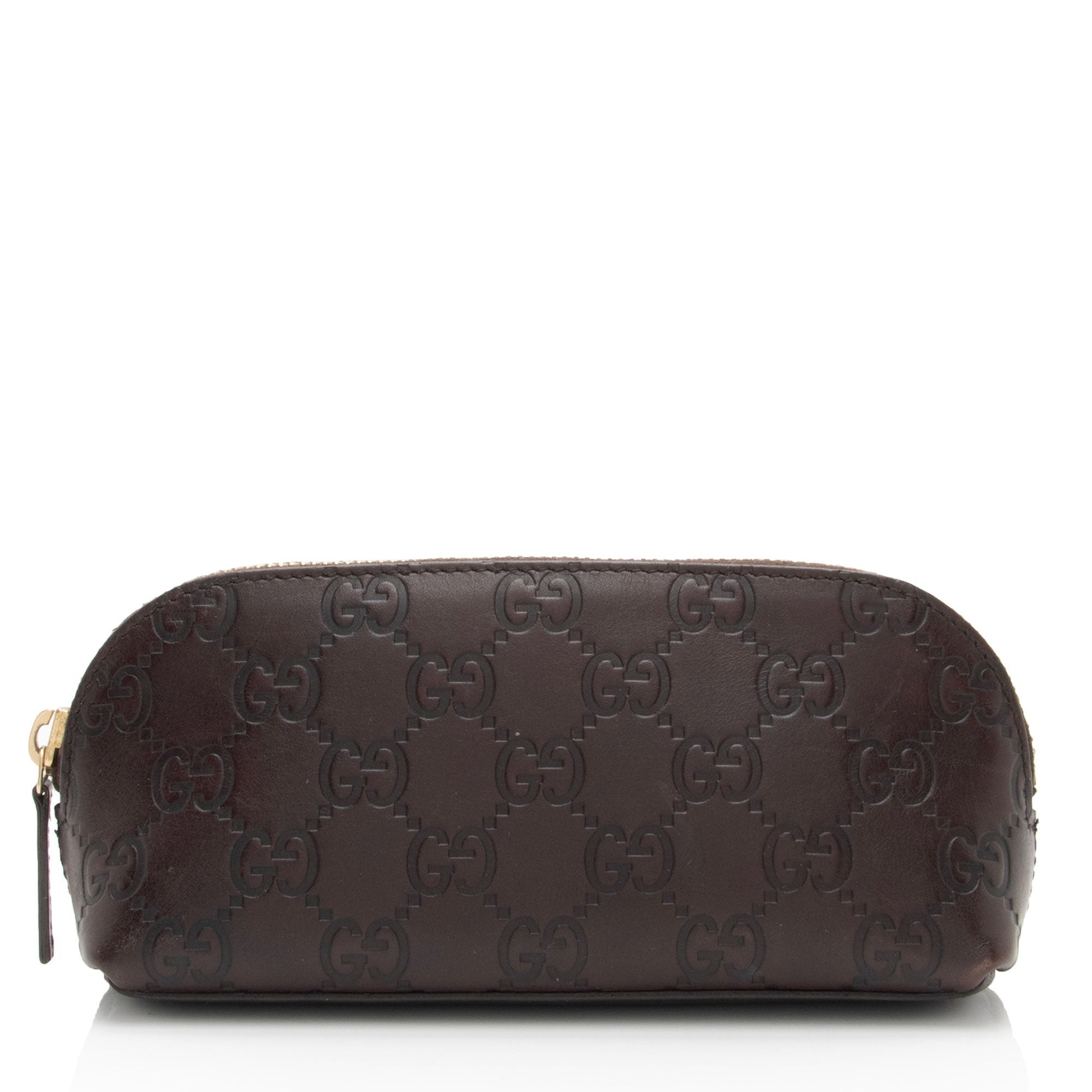 Gucci Guccissima Cosmetic Pouch SHF-gdae9s Leather Brown Handbag