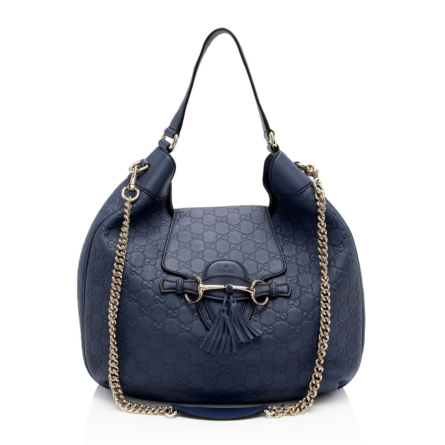Gucci Guccissima Emily SHF-RC02em Leather Blue Shoulder Bag