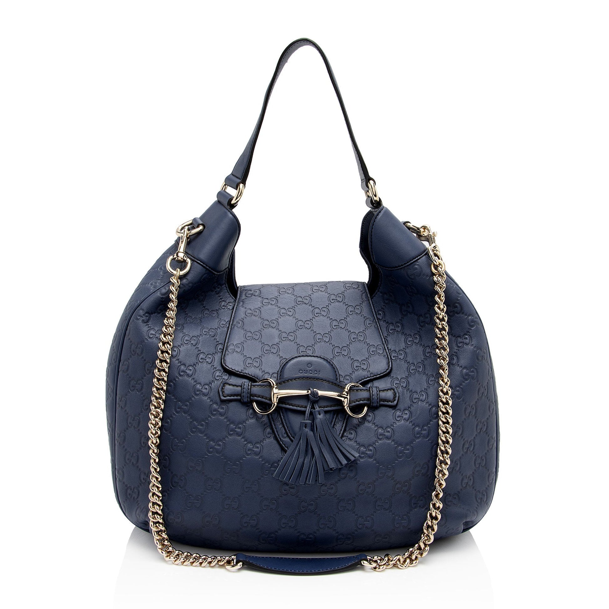 Gucci Guccissima Emily SHF-RC02em Leather Blue Shoulder Bag