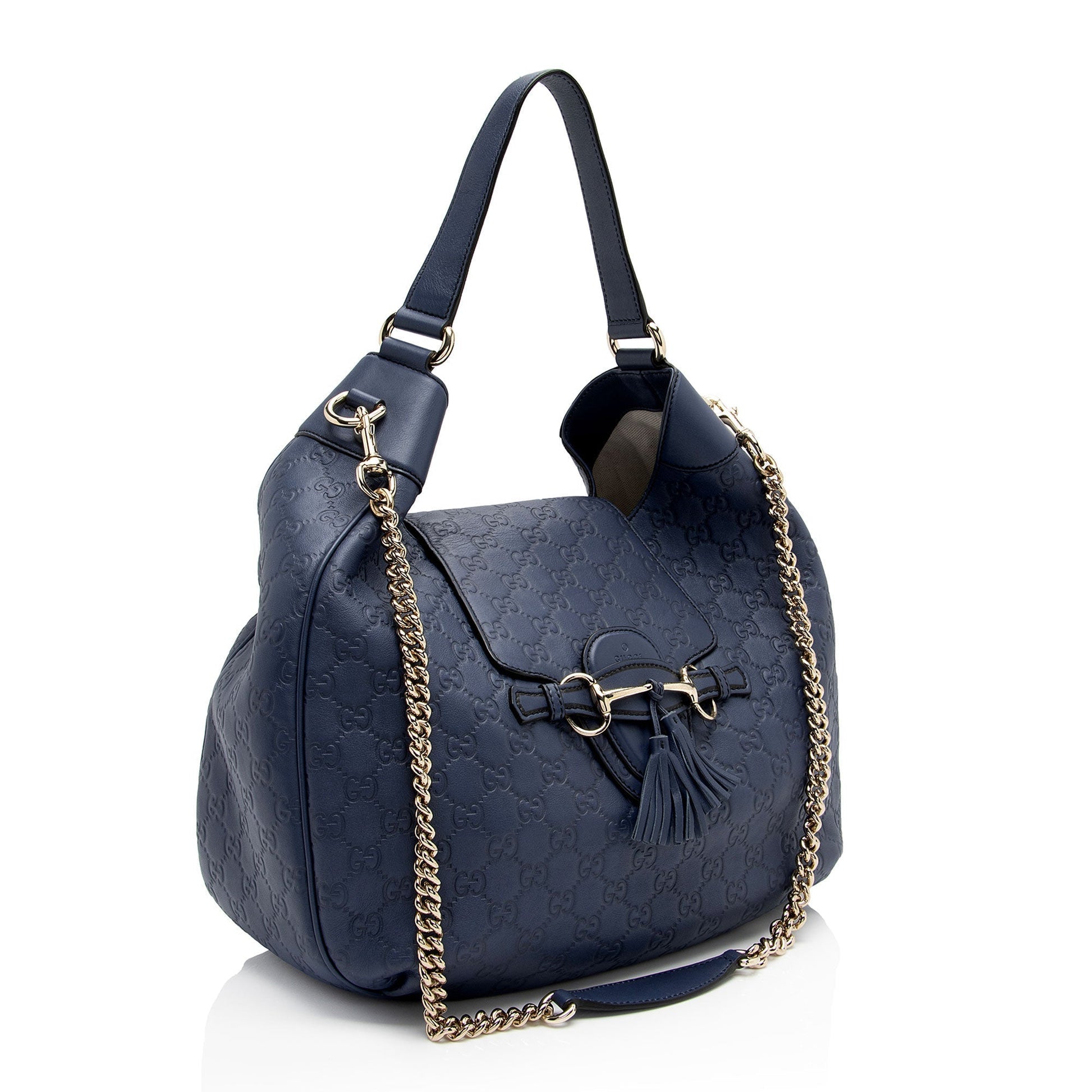 Gucci Guccissima Emily SHF-RC02em Leather Blue Shoulder Bag