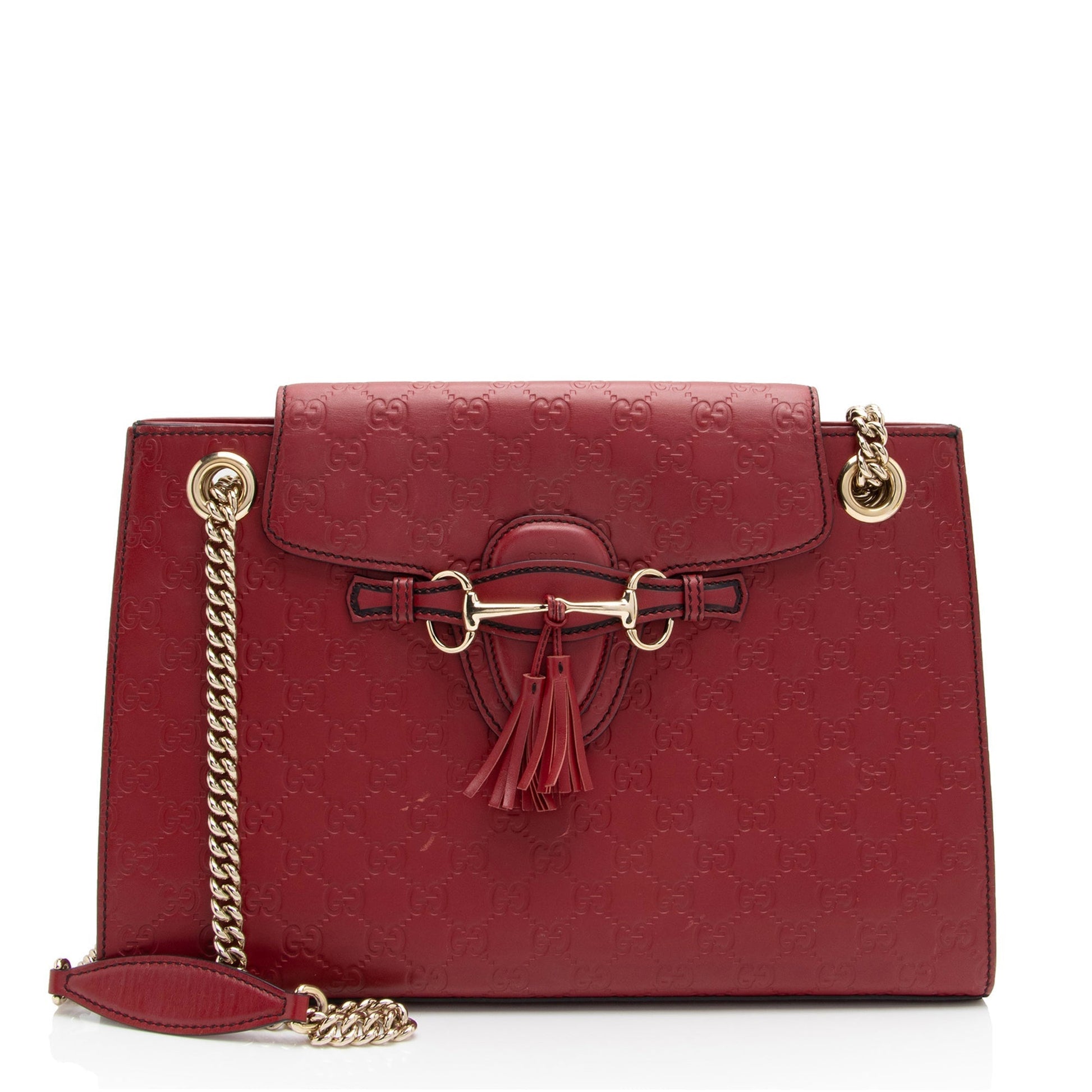 Gucci Guccissima Emily Leather Red Large Crossbody Bag