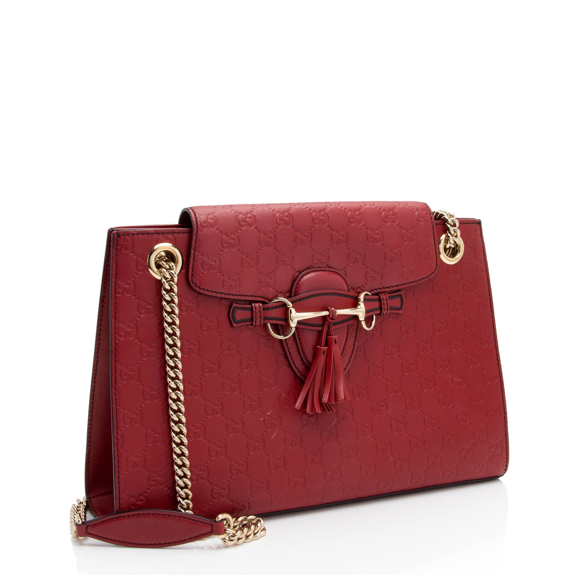 Gucci Guccissima Emily Leather Red Large Crossbody Bag