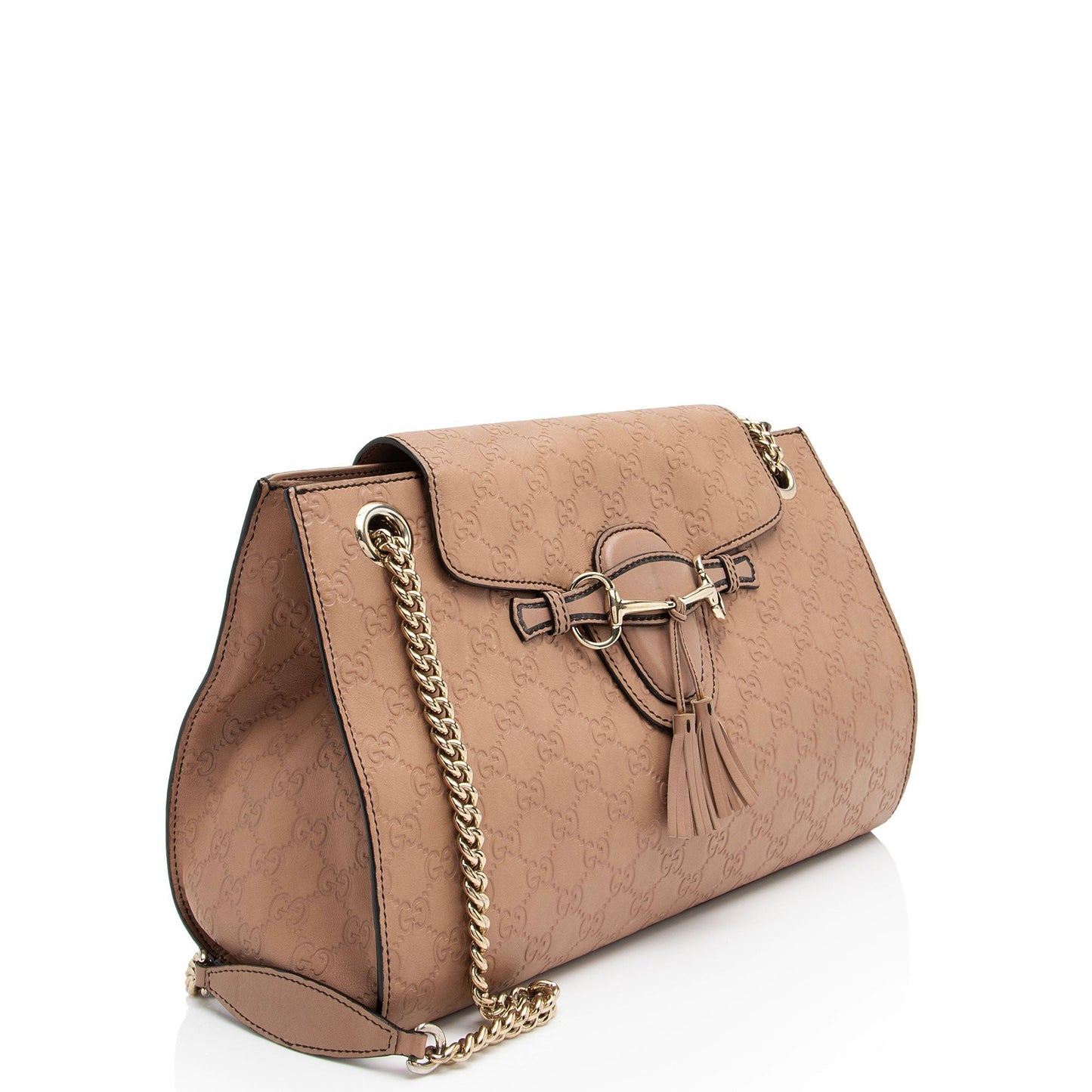 Gucci Guccissima Emily Leather Brown Large Crossbody Bag