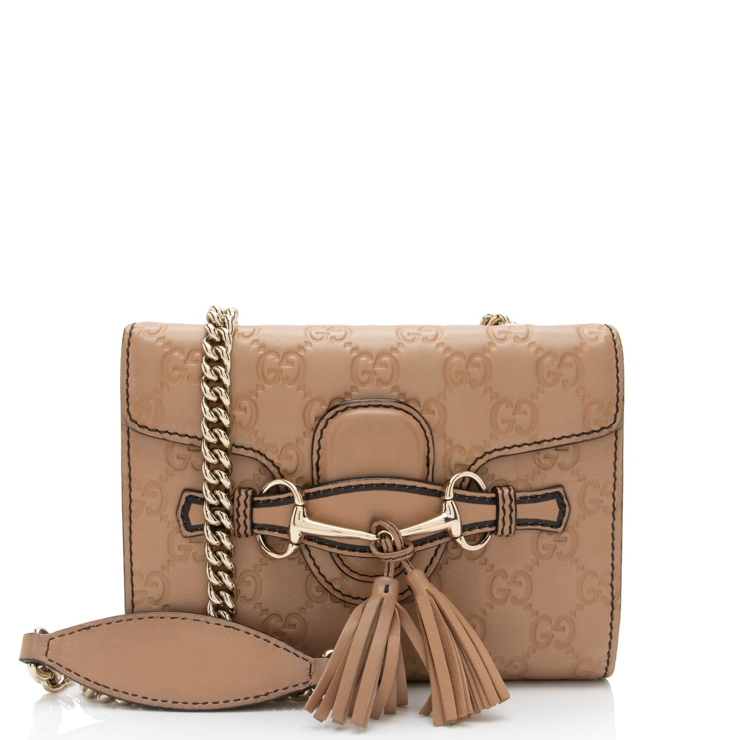 Gucci Guccissima Emily SHF-deNbDS Leather Beige Mini Crossbody Bag