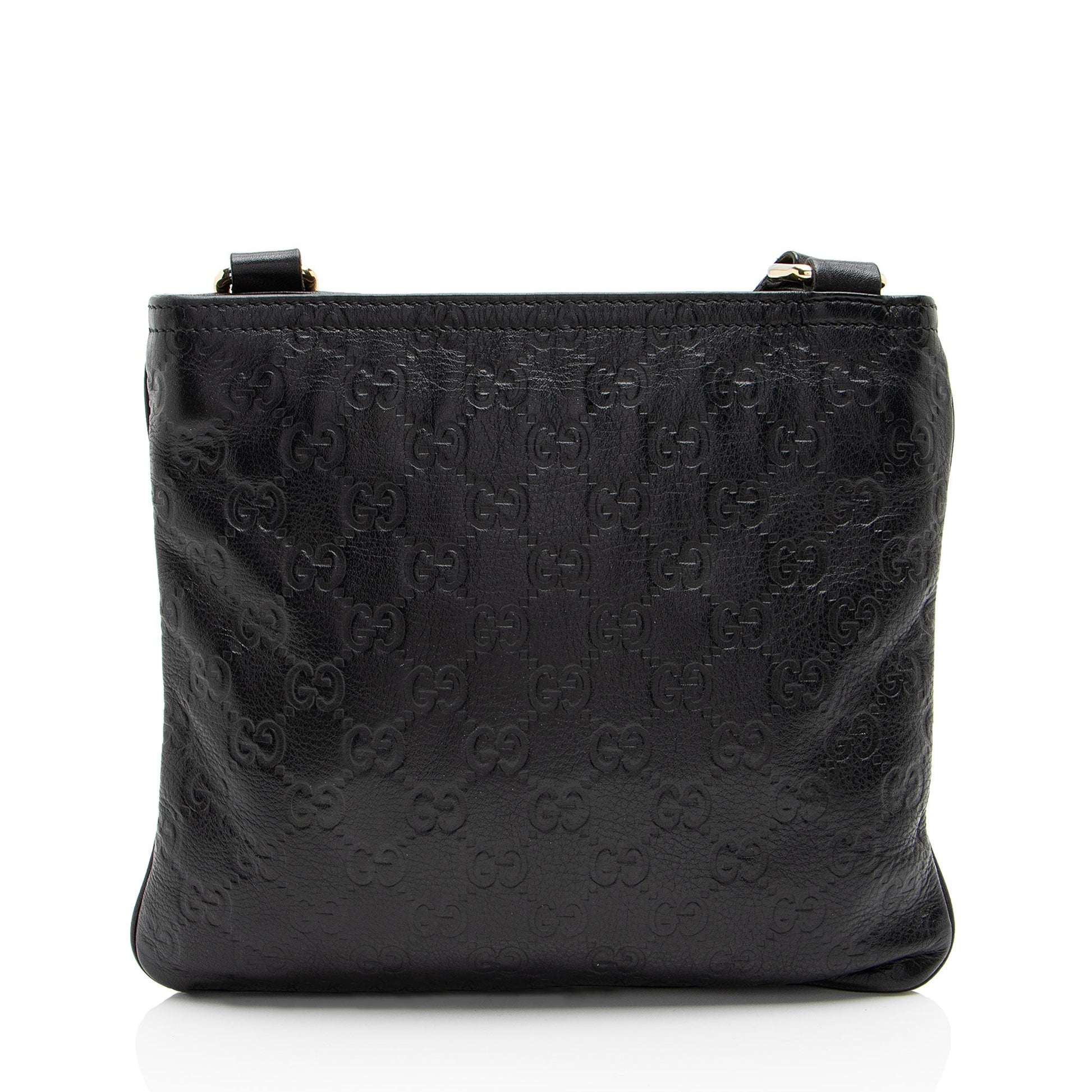 Gucci Guccissima Flat Messenger SHF-b6Jy3q Leather Black Shoes