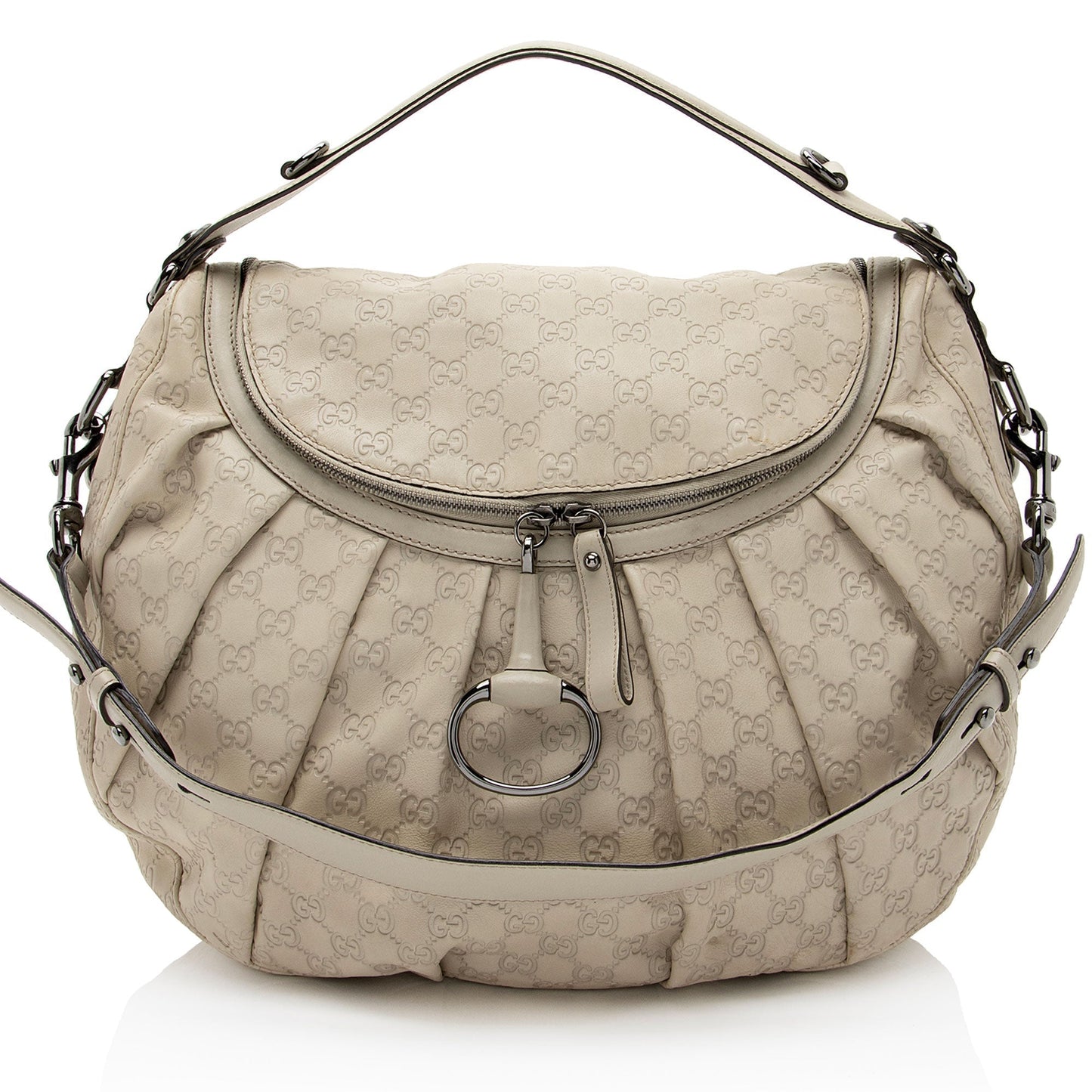 Gucci Guccissima Icon Bit SHF-A9nUMD Leather White Shoulder Bag