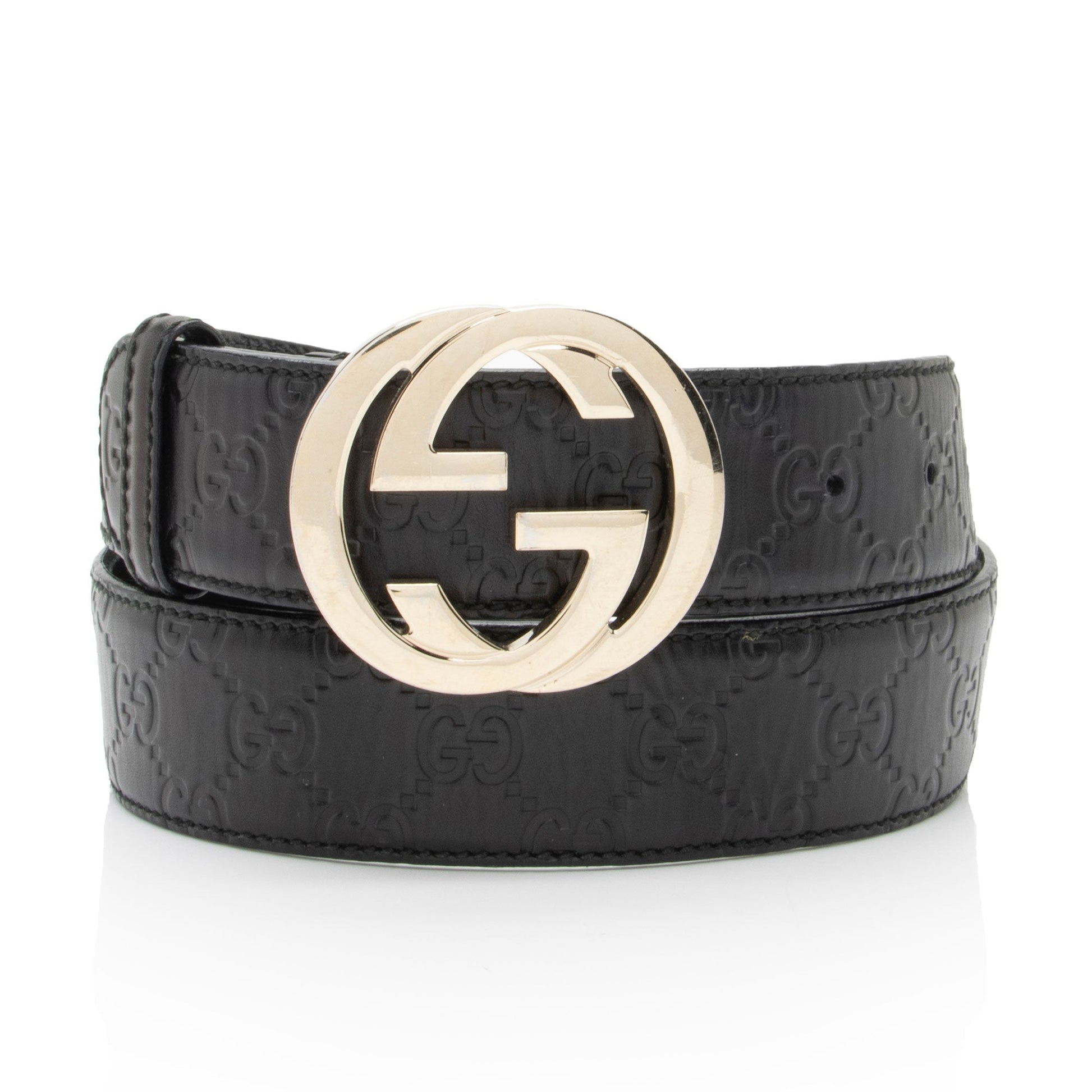 Gucci Guccissima Interlocking G Belt - Leather Black Accessory