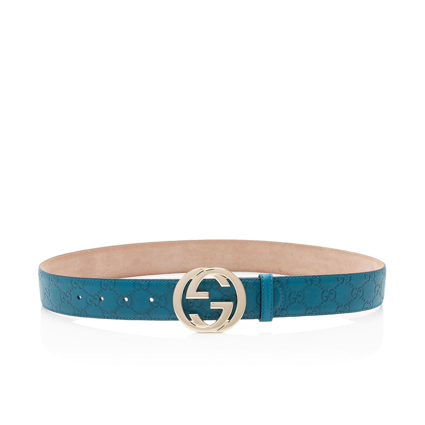 Gucci Guccissima Interlocking G Belt - Leather Blue Accessory