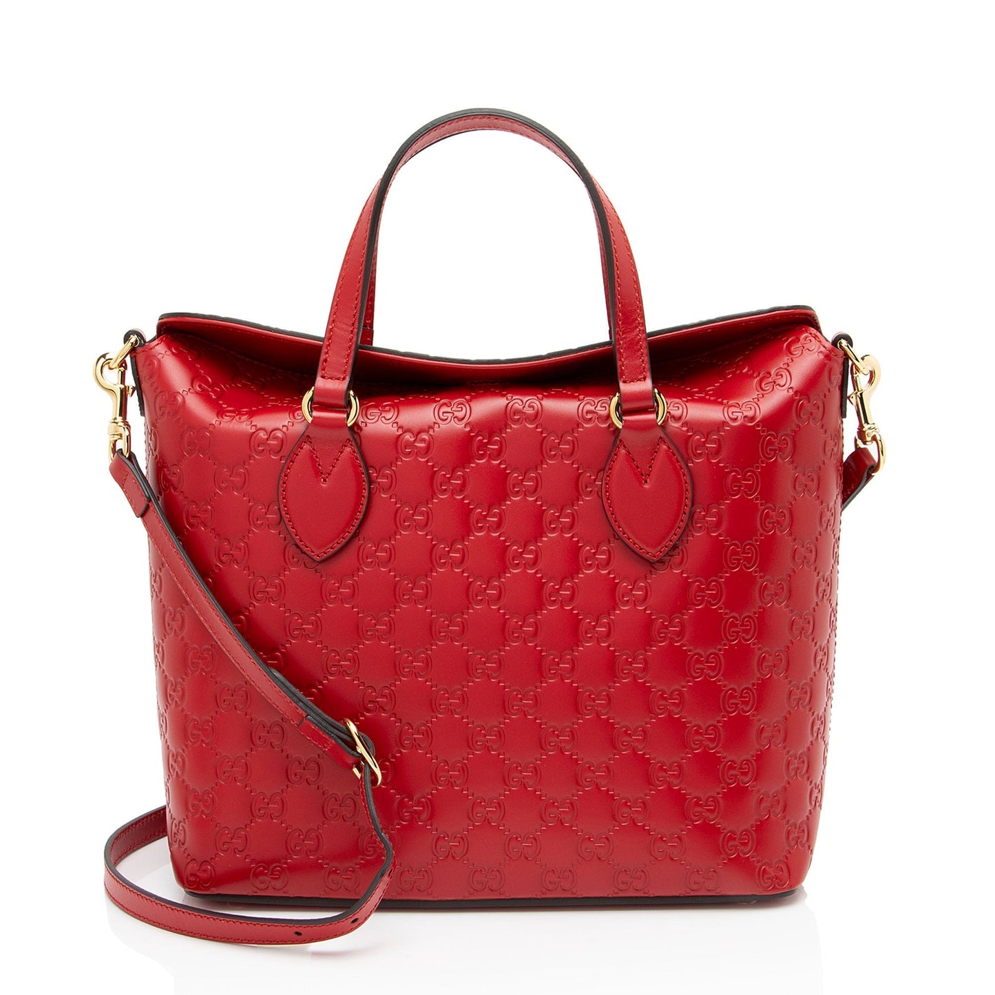 Gucci Guccissima Linea A Fold Over Leather Red Tote Bag