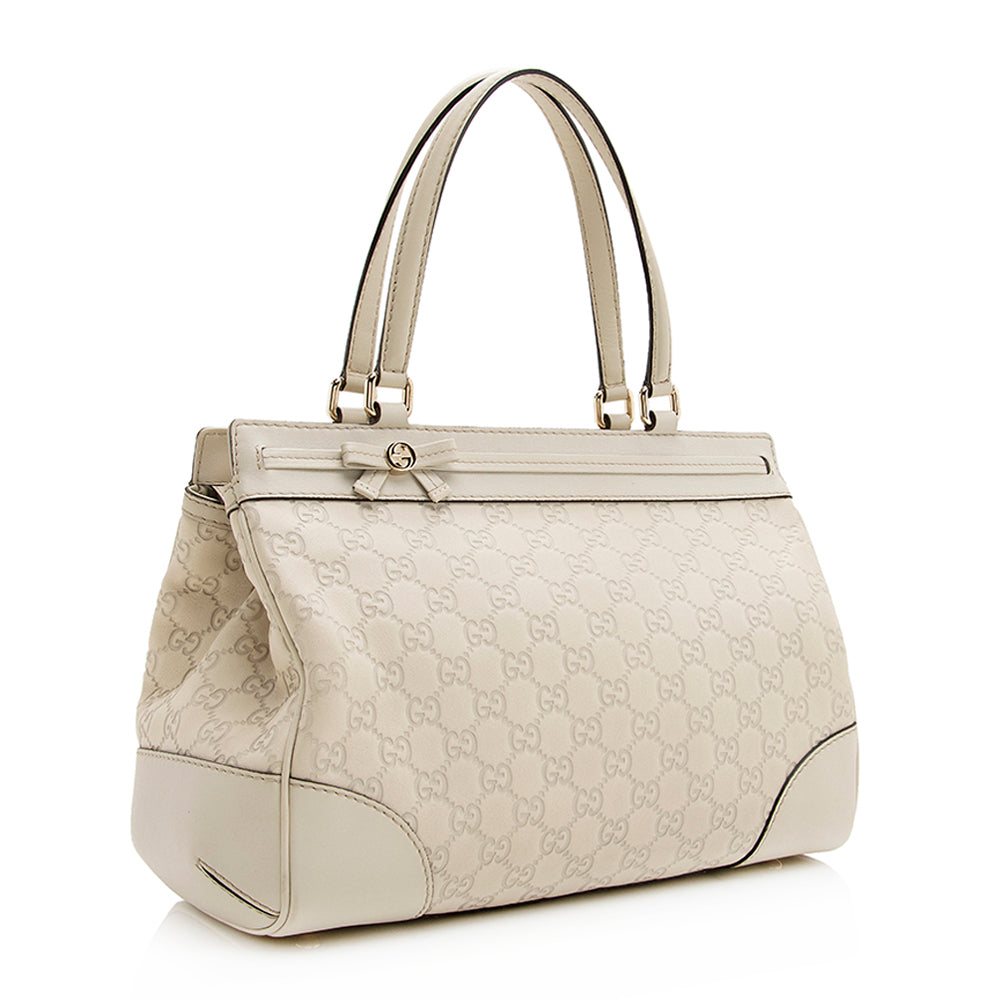 Gucci Guccissima Mayfair SHF Leather Beige Medium Tote Bag