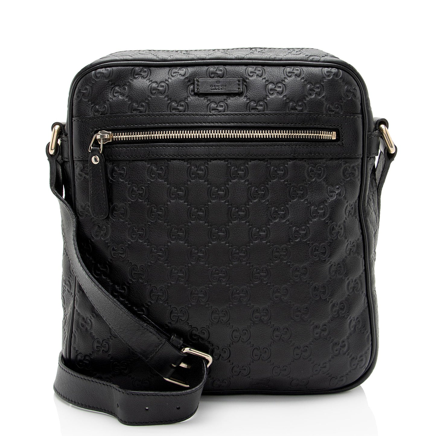Gucci Guccissima Messenger SHF-poP2VB Leather Black Shoulder Bag