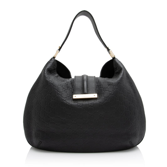 Gucci Guccissima New Ladies SHF Leather Black Large Shoulder Bag