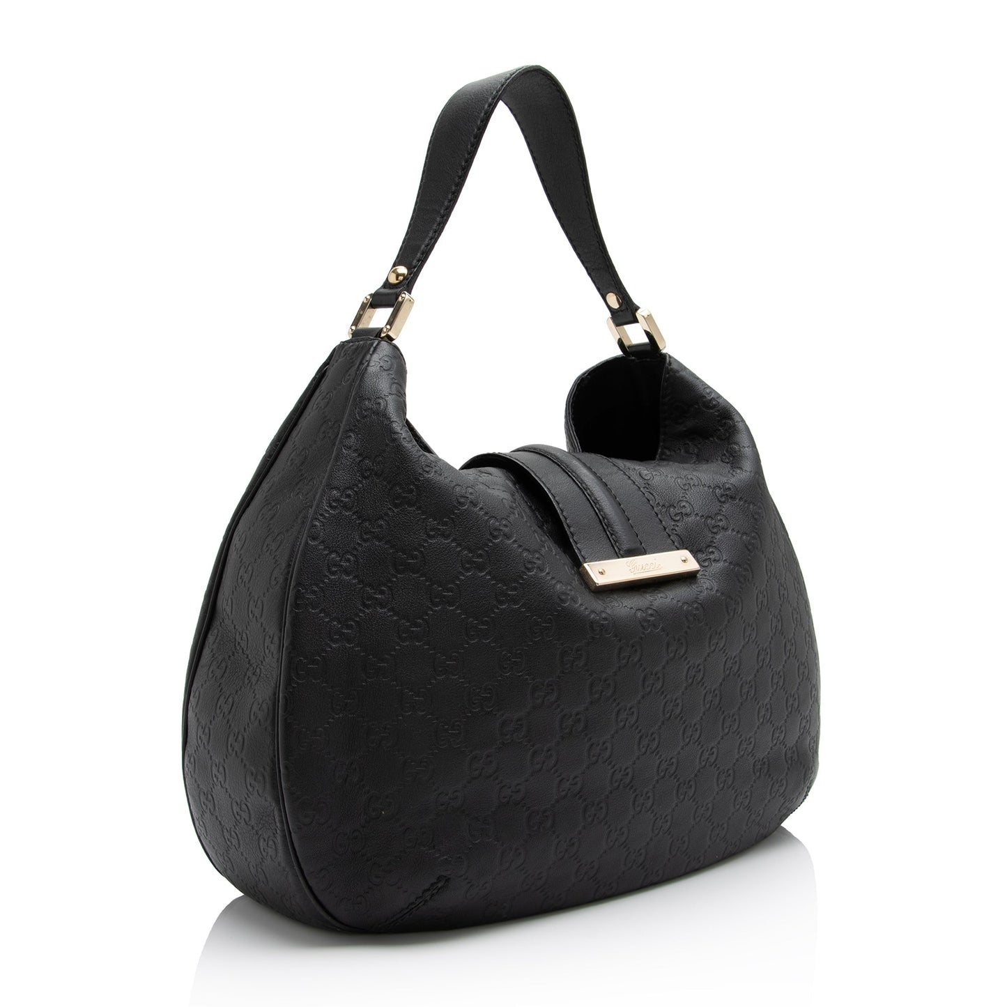 Gucci Guccissima New Ladies SHF Leather Black Large Shoulder Bag