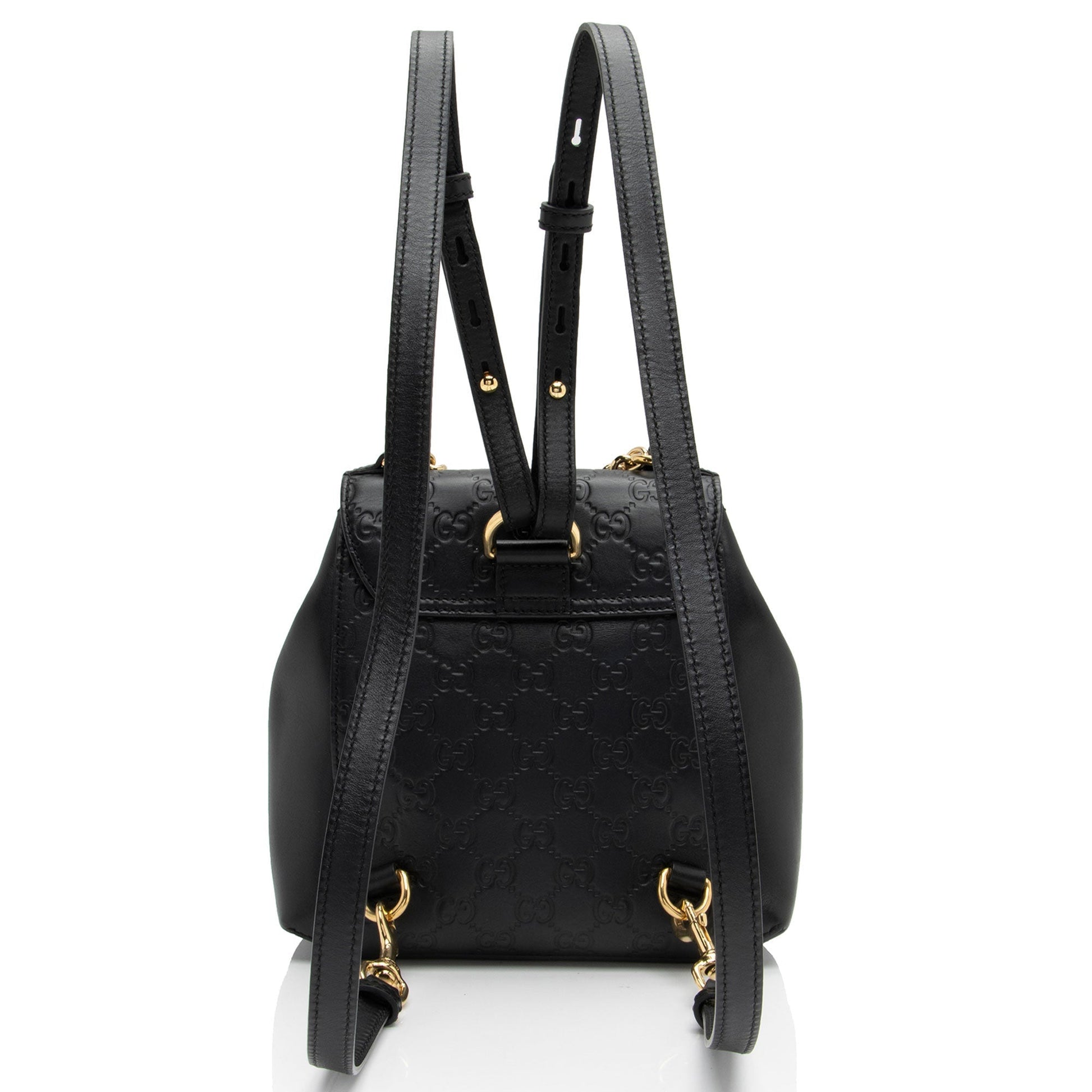 Gucci Guccissima Padlock Backpack Leather Black Shoulder Bag