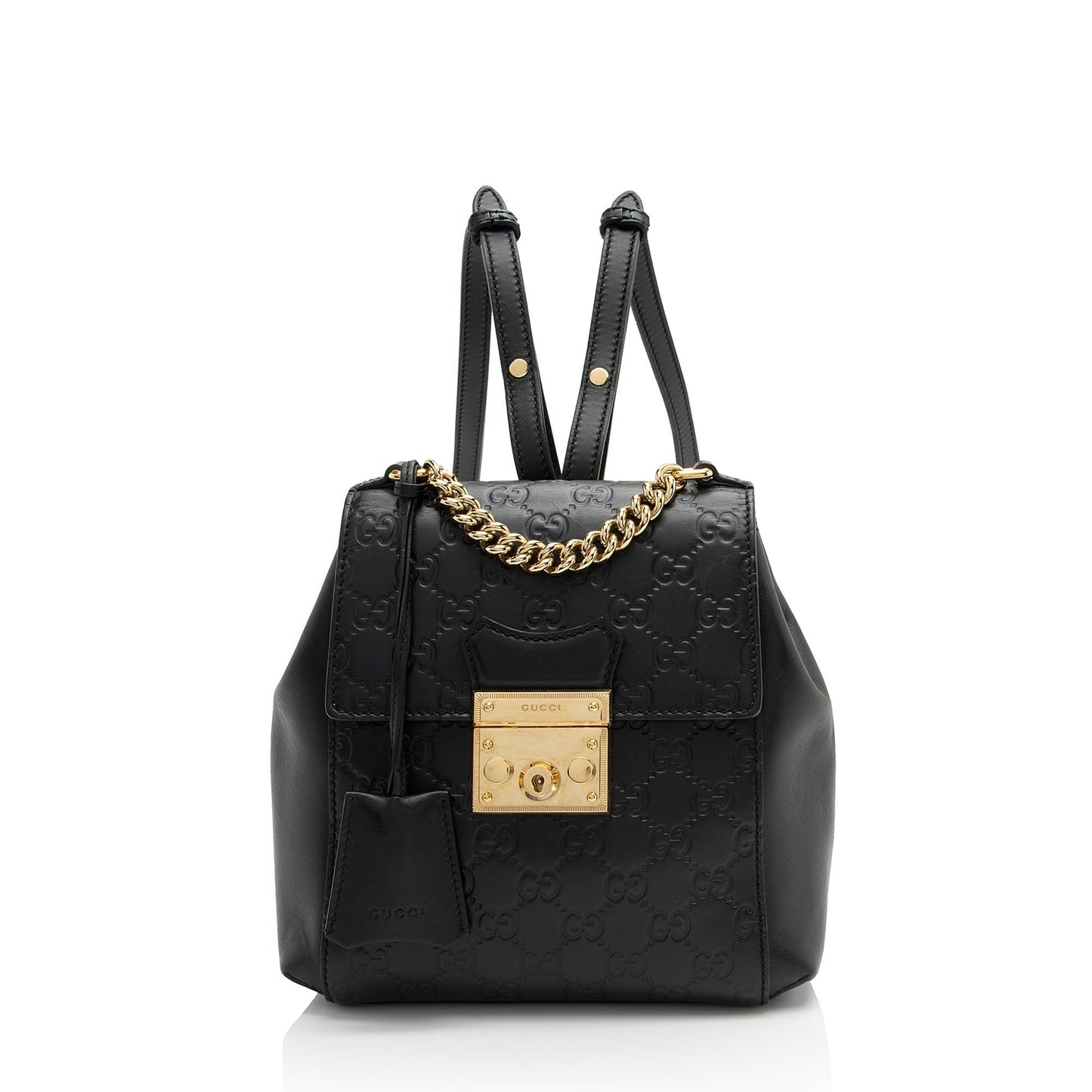 Gucci Guccissima Padlock Backpack Leather Black Shoulder Bag