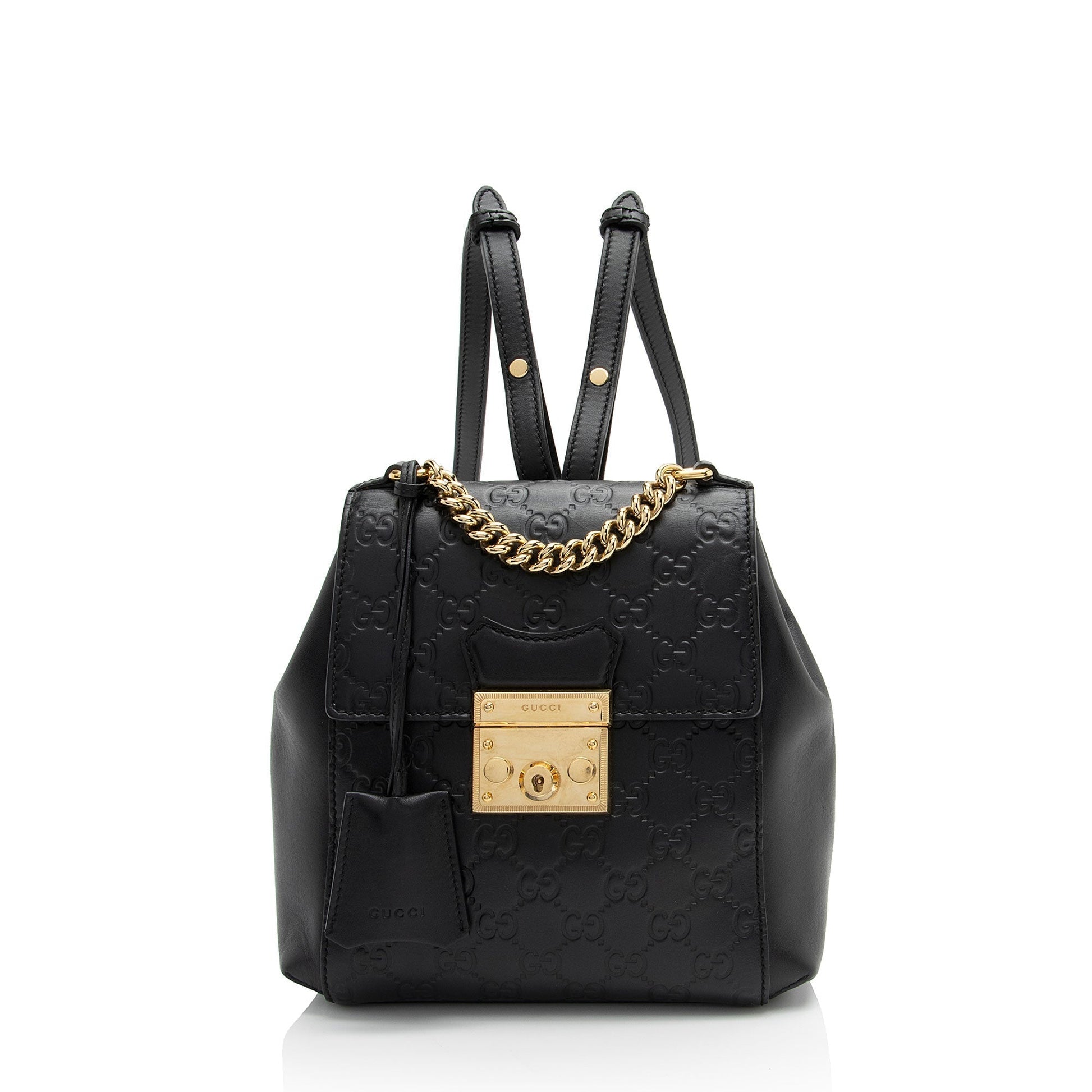 Gucci Guccissima Padlock Backpack Leather Black Shoulder Bag