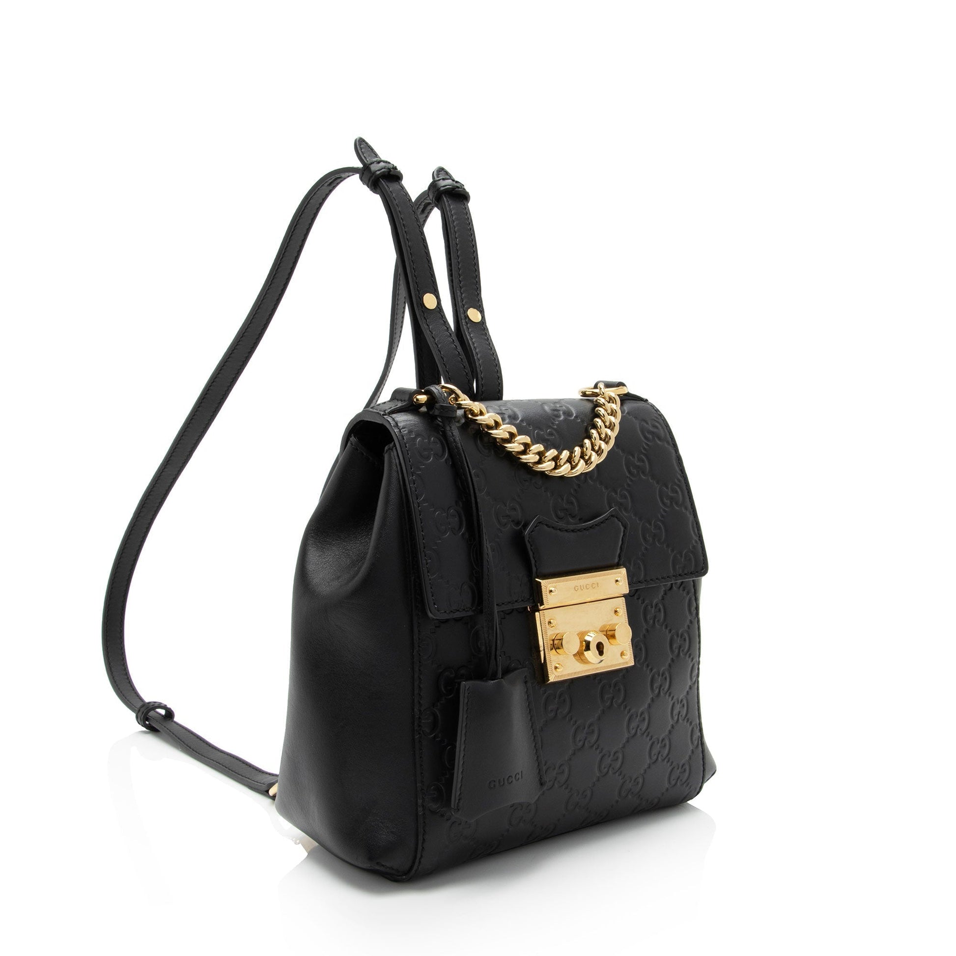 Gucci Guccissima Padlock Backpack Leather Black Shoulder Bag