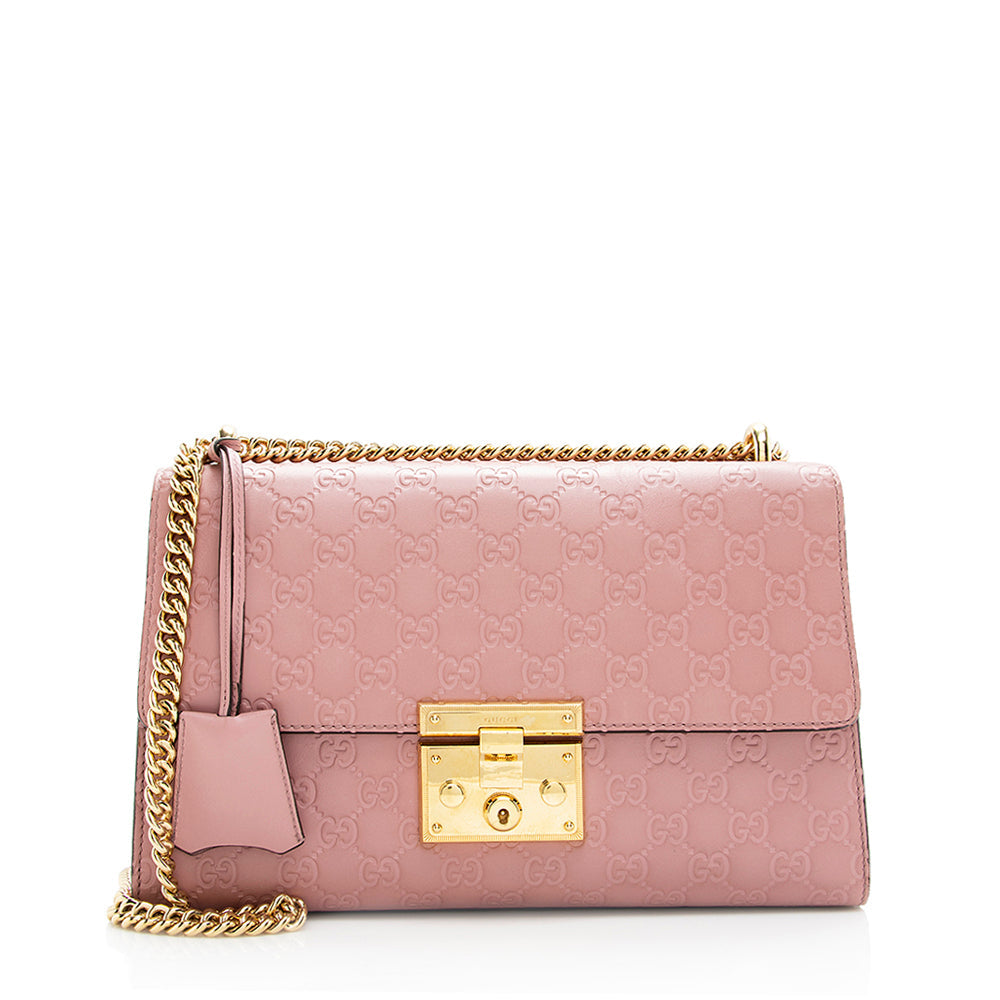 Gucci Guccissima Padlock SHF Leather Pink Medium Shoulder Bag