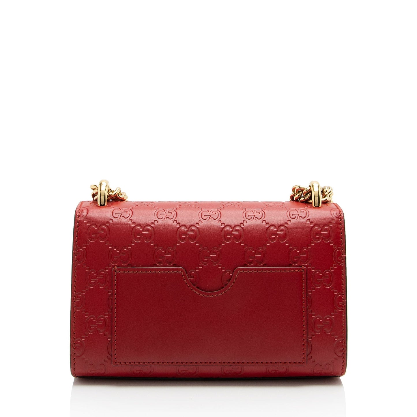 Gucci Guccissima Padlock SHF-SFYeCH Leather Red Small Crossbody Bag