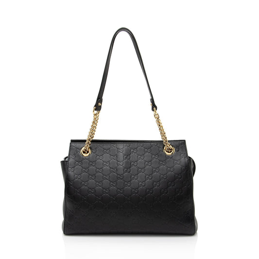 Gucci Guccissima Signature Leather Black Large Tote Bag