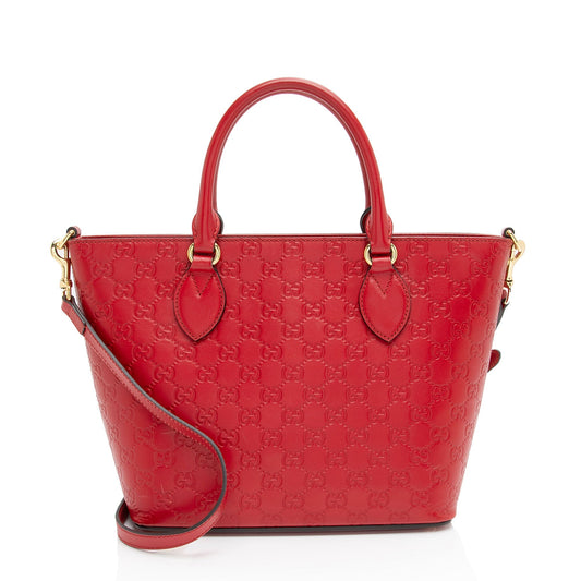 Gucci Guccissima Signature Leather Red Medium Tote Bag