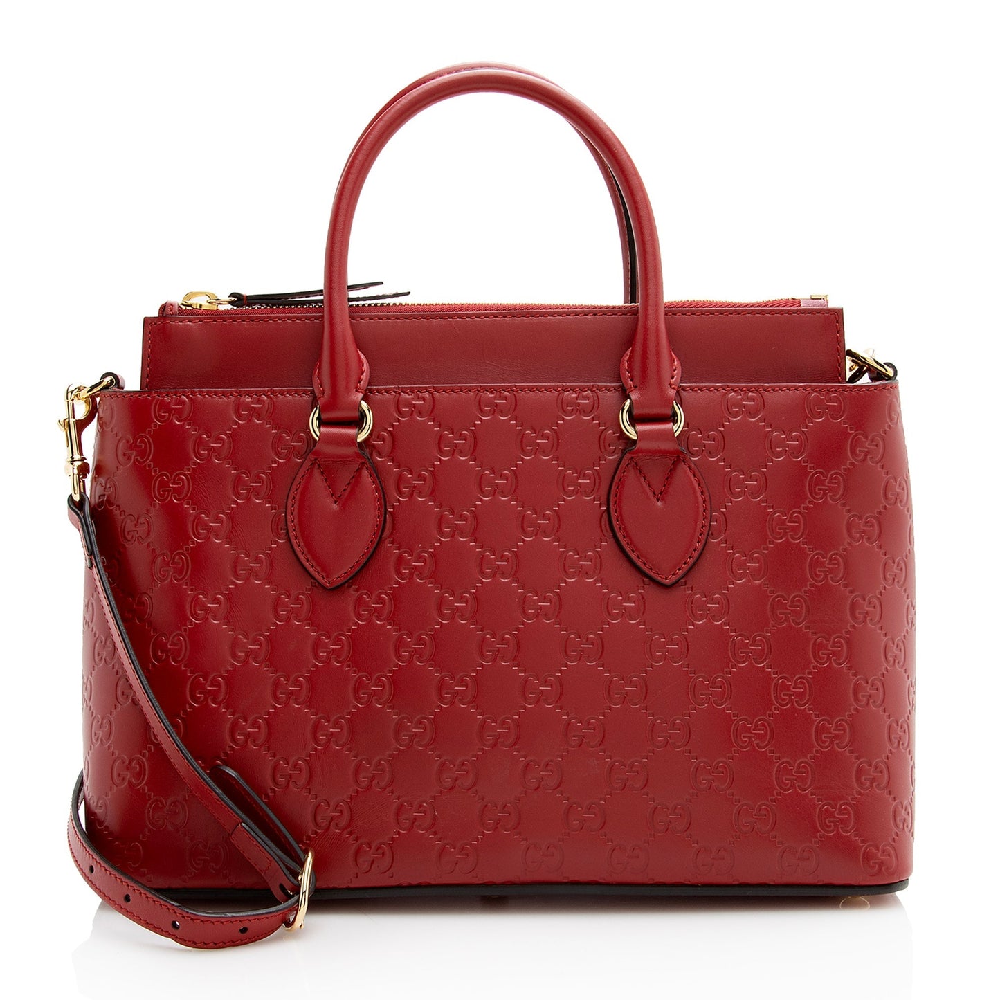 Gucci Guccissima SHF Leather Red Small Tote Bag