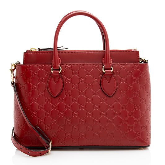 Gucci Guccissima SHF Leather Red Small Tote Bag