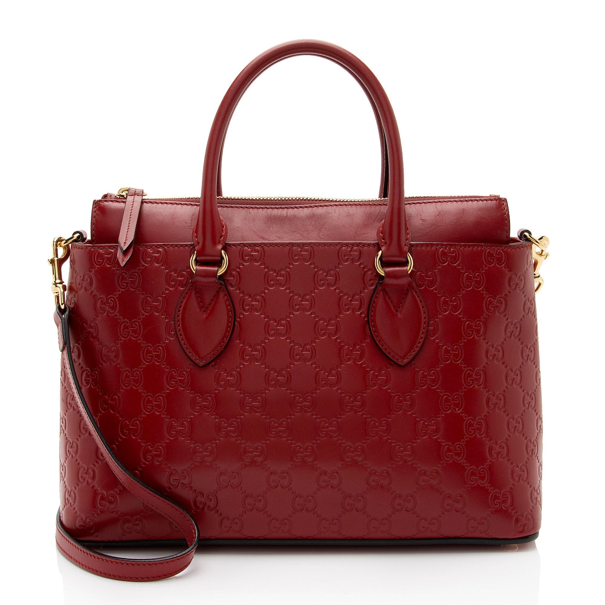 Gucci Guccissima SHF-6jfM9Q Leather Red Small Tote Bag