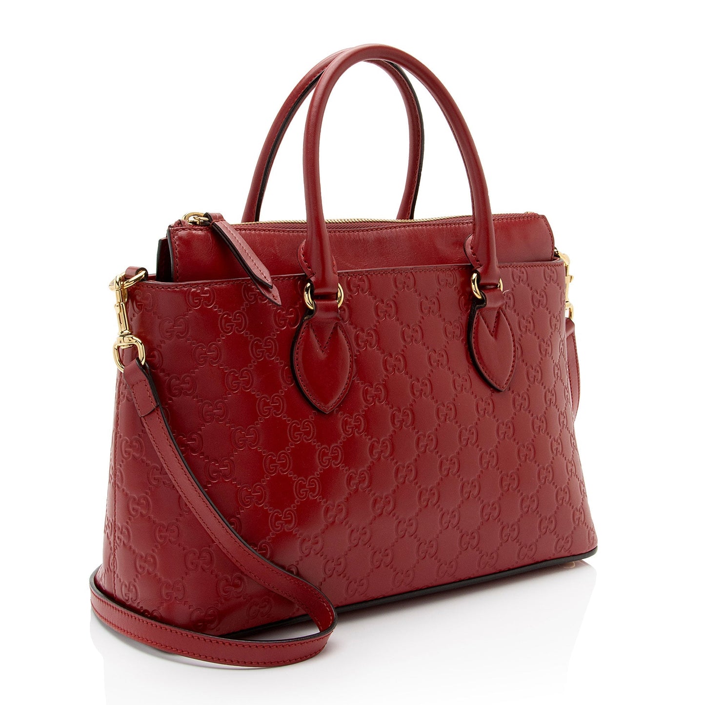 Gucci Guccissima SHF-6jfM9Q Leather Red Small Tote Bag