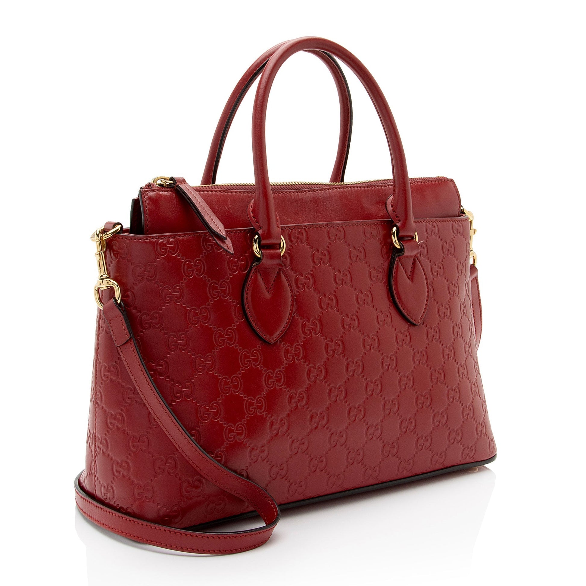Gucci Guccissima SHF-6jfM9Q Leather Red Small Tote Bag