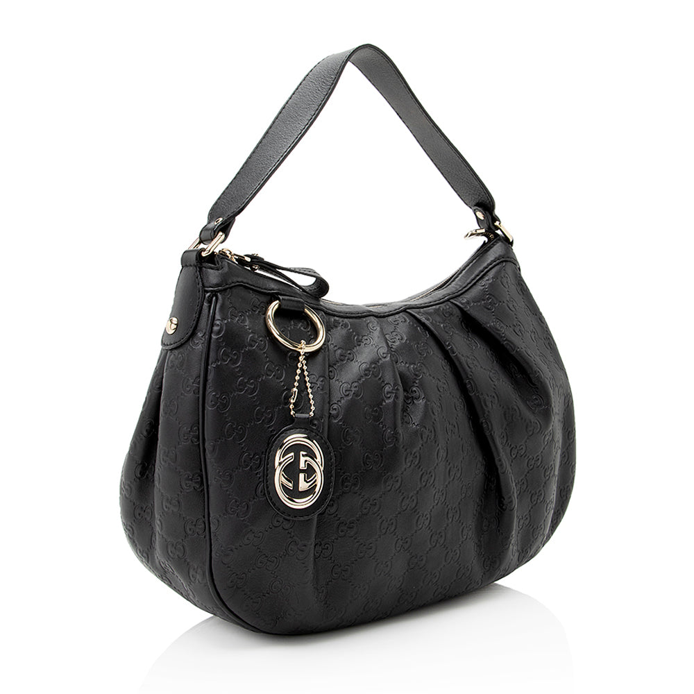 Gucci Guccissima Sukey SHF Leather Black Shoulder Bag