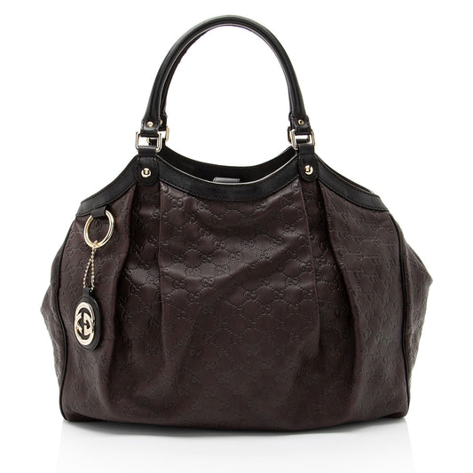 Gucci Guccissima Sukey Leather Brown Large Tote Bag