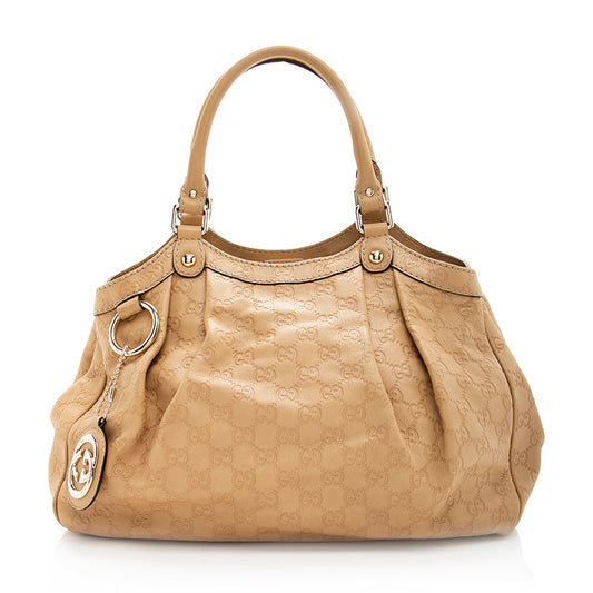 Gucci Guccissima Sukey SHF Leather Beige Medium Tote Bag