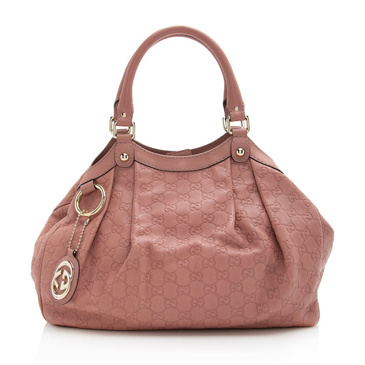 Gucci Guccissima Sukey SHF Leather Pink Medium Tote Bag